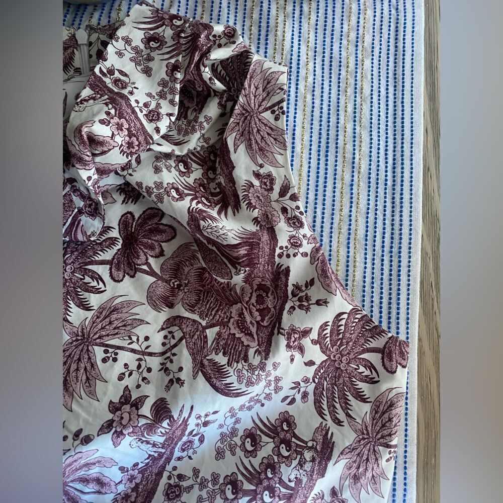 STAUD Maxi Dress Cowl Neck White Brown Paisley Sz 4 Sleeveless mermaid cut - Picture 6 of 10